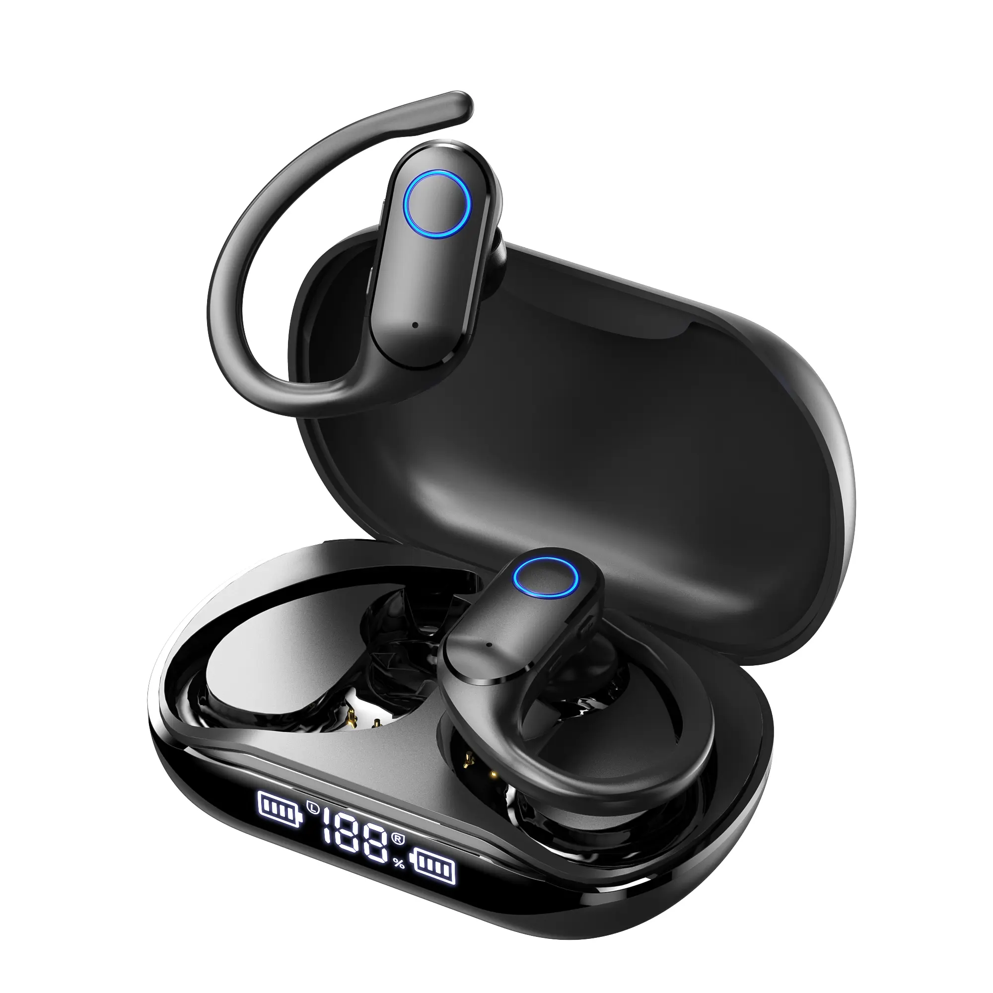 Wireless Bluetooth Sport Earbuds ANC Noise Cancelling, IPX5 Rainproof Sweatproof, 24H Continuous Playback