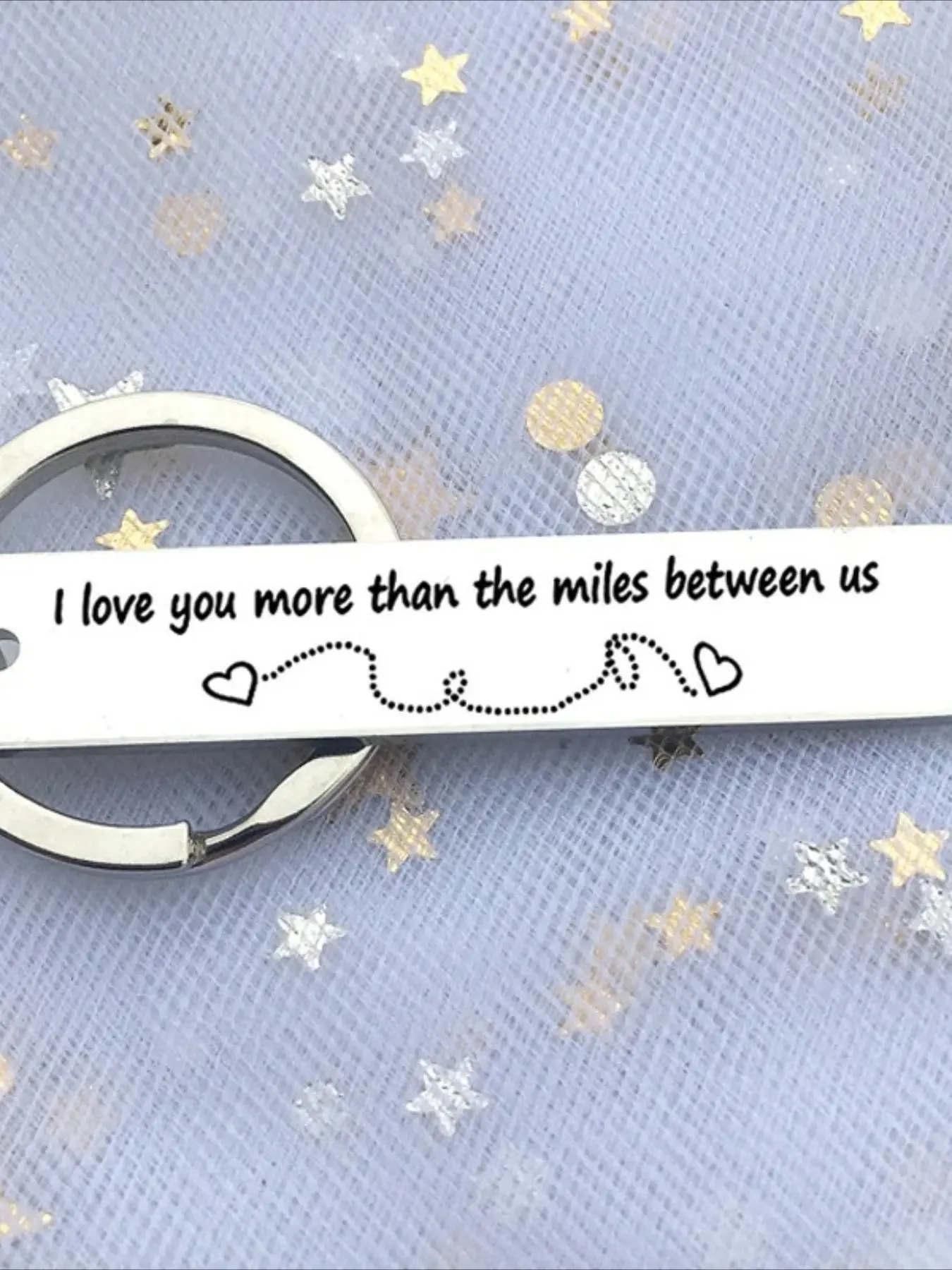 Love Keychains for Couples Metal Keychain I Love You More Than The Miles Between Us Long Distance Relationship Gift Going Away State Keychain Stylish Keychain Stainless Steel Keychain