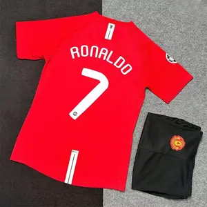 Ronaldo #7 GOAT Manchester United Team Champion League Soccer 2007/08 A football kit Black with Embroidered logo and Sharp stitching Jersey, Breathable Quick Dry Short Sleeve Athletic Tops for Football Fans, Football Collectors & Streetwear Enthusiasts