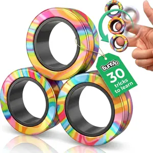 Magnetic Fidget Rings pk – Cool Fidgets for Teens, Quiet Fidget Toys, Fidget Toys Adults, Maximum Strength  N Magnets, Learn Cool Tricks, Teen Gifts, Fidgets for Kids -, Multicolored