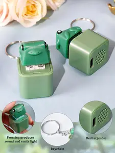 Rechargeable Frog Noise Keychain Toy, Stress Relief Light-Up Keyring, Fun Portable Anxiety Reliever, Creative Bag Charm, Prank Venting Gadget