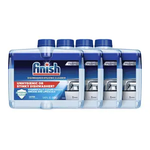 Finish Dishwasher Cleaner Liquid, 4 pack (8.45oz each), Dual Action: Hygienically Cleans Hidden Grease & Limescale, Fresh Scent – 1 Year Supply