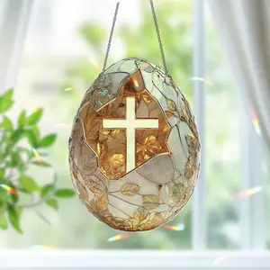 Easter Egg Suncatcher, Christian Cross Window Hanging, Easter Holiday Decor, Faith Inspired Art Gift, Easter Ornament, Christian Easter Gift