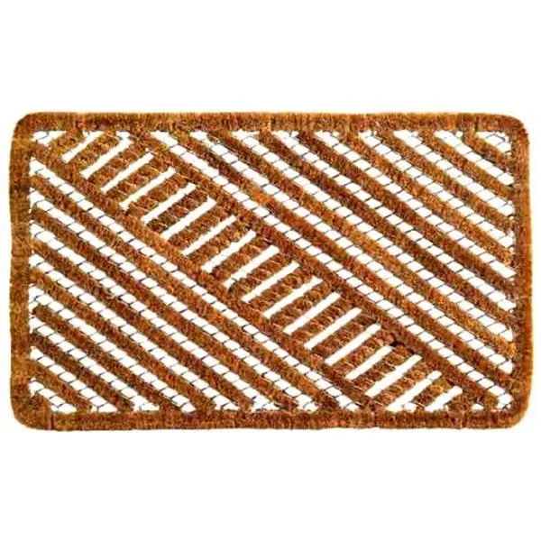 212 MAIN Machine-Made Coir-Metal Spiral Doormat - Contemporary Industrial Architectural Style Entrance Rug, 24"x16" Diagonal Anti-Slip Anti-Wear Artistic Design Front Door Decor Artwork Textile Mat for Household Use
