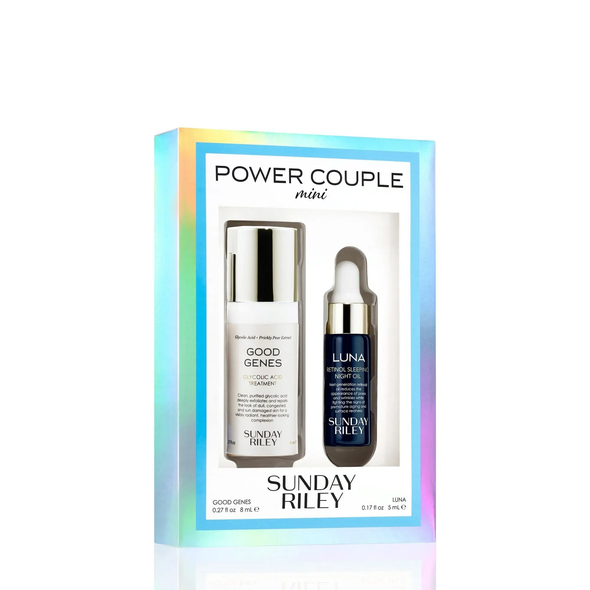 Mini Power Couple Skincare Kit - Glycolic Acid Version, Retinol-Infused, Brightening, Exfoliating Formula