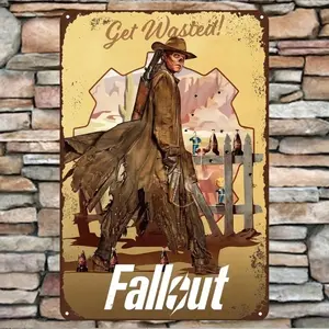 Aluminum Unframed Wall Art Retro Fallout Style Trim for Men Caves Bars Cafes Garages Farmhouses Decor Wall Art Decoration