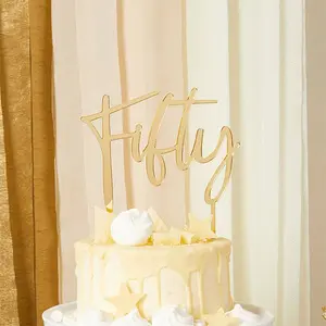 Gold 'Fifty' 50 Acrylic Cake Topper