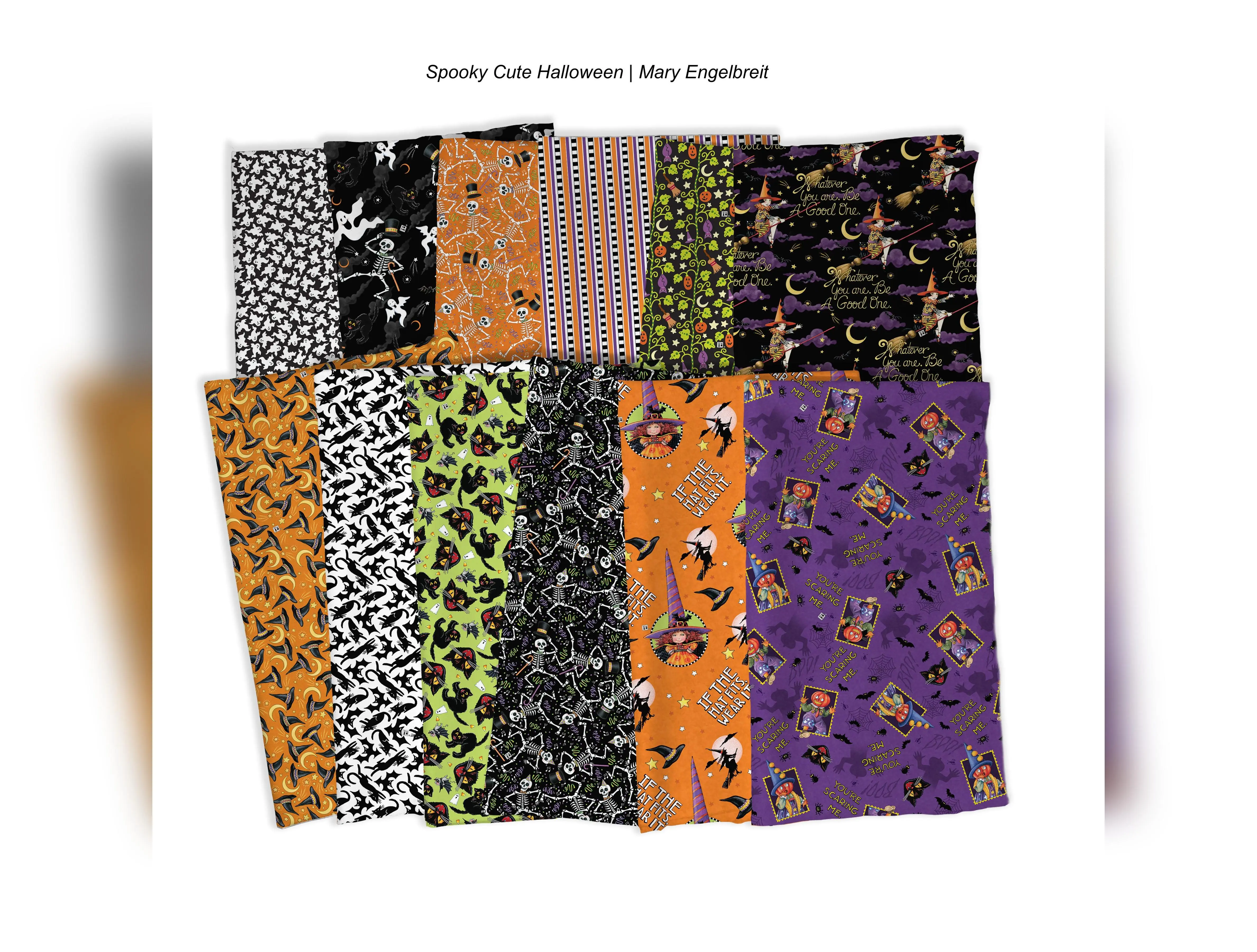 Spooky Cute Halloween | Dancing Skeletons - Black by Mary Engelbreit for FreeSpirit | PWMY008.BLACK