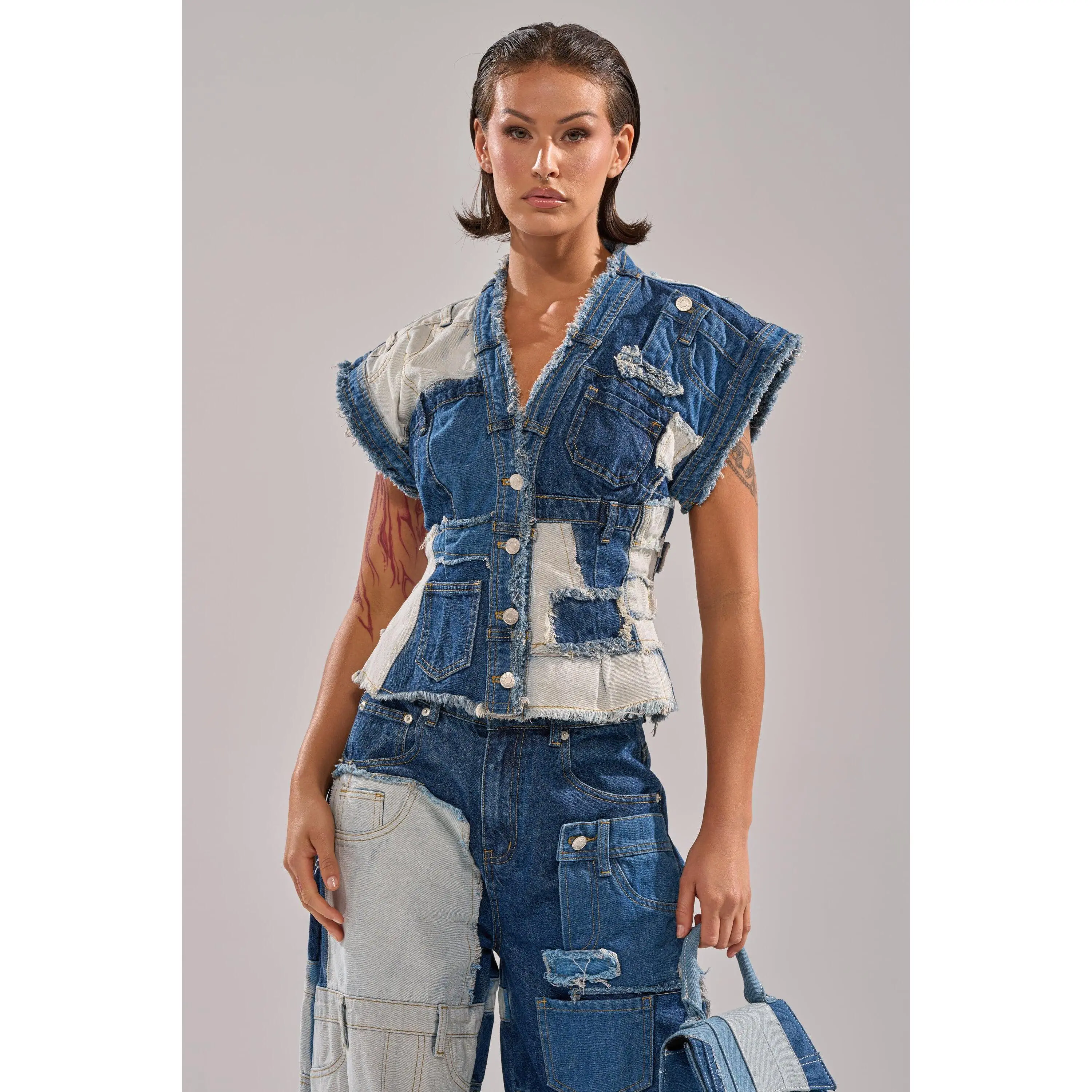 TOO MUCH GOING ON DENIM BUTTON DOWN