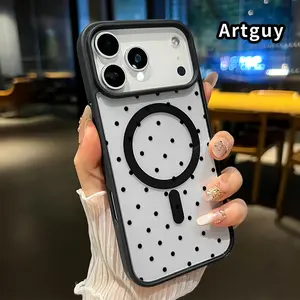 Magnetic Phone Case Supports Wireless Charging for iPhone 17 16  Pro Max Plus 15 14 13 12 11 Air E Dot - filled Whiteness Pattern Non-Yellowing Silicone Transparent Acrylic Drop Protective Cover