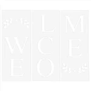 Welcome Sign Stencil, Large Letter Stencils for Painting on Wood Reusable Porch Sign and Front Door Vertical Decorating