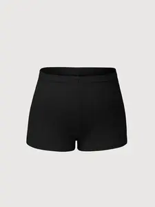 Women's Black Low-Waist Bodycon Shorts - Comfortable Stretch Cotton
