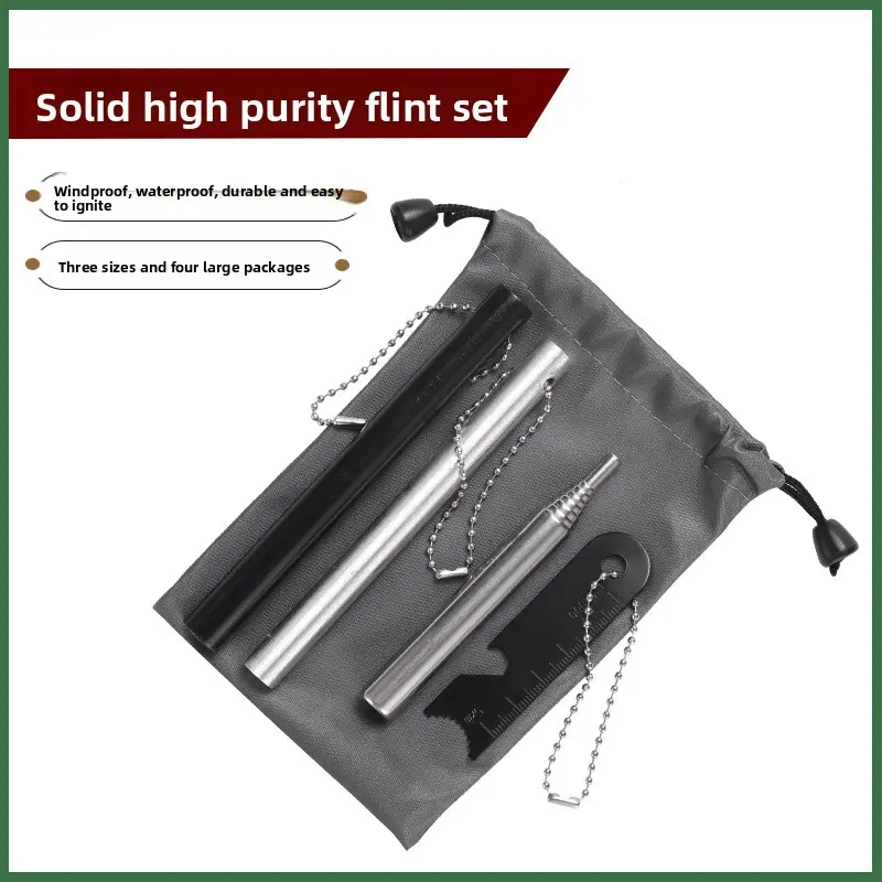 Outdoor Flint Set Magnesium Rod Waterproof Flame Rod Camping Fire Rod Bell Wilderness Survival Equipment