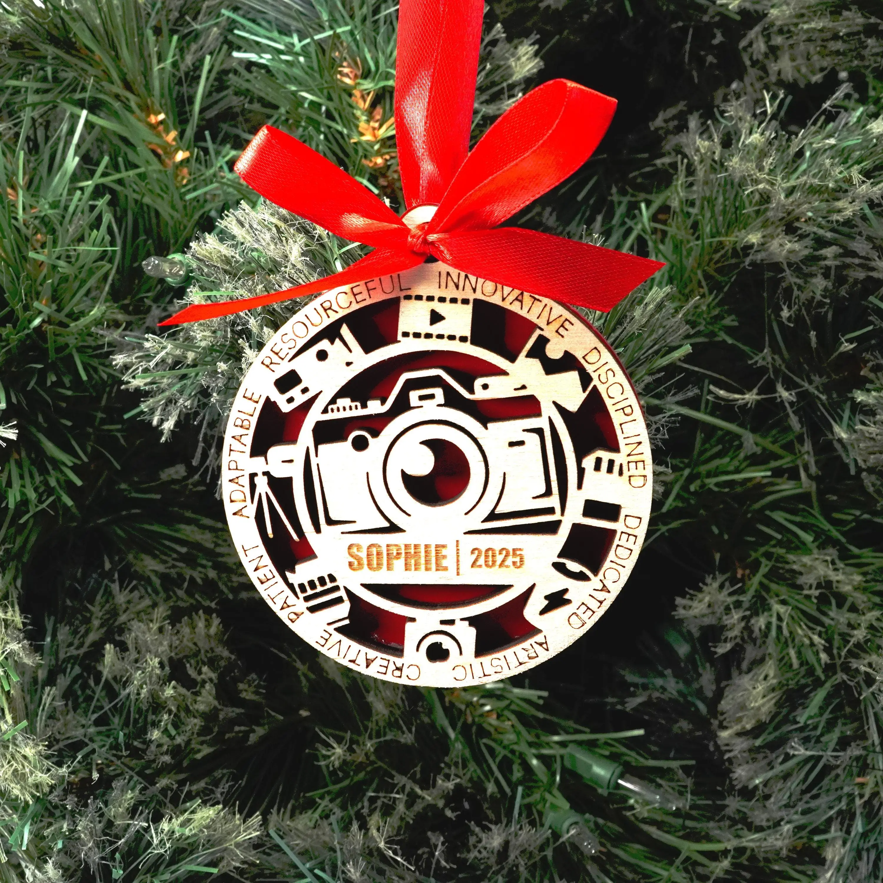 Personalized Photographer Christmas Ornament – Gift for Photographer, Videographer, Digital Creator, and Video Directors