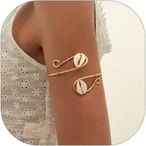 Upper Arm Bracelet Cuff for Women  Arm Cuff Adjustable Starfish Shells Armband Statement Party Beach