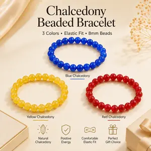 Colorful Chalcedony Bead Bracelet, Dopamine Healing Crystal Bracelet for Positive Energy, Mood Boosting, Meditation Focus, Good Luck, Stackable Boho Gift for Women Men, TikTok Made Me Buy It, SummerWins DealsForYouDays