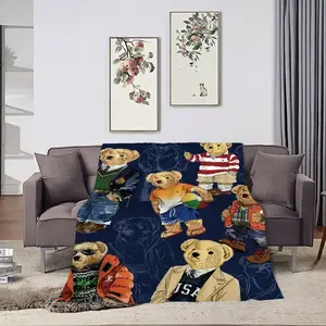 Fashion B-Bears Cute Blanket Plush Nap Sofa rug for P-POLO-S Living Room Warm Office Bedroom Birthday Home Travel Kid Gifts