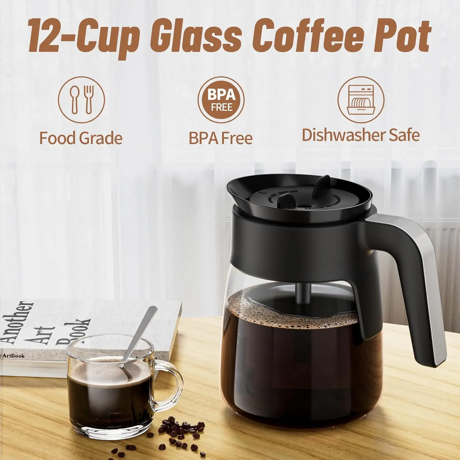 12 Cup Coffee Pot Replacement for Ninja Coffee Maker CFP101 CFP201 CFP301  CFN601 CFP250A CFP300 CFP307, Glass Carafe Replacement with Brew-Through  Lid, Ninja Coffee Pot Replacement with Sturdy Handle - TikTok Shop