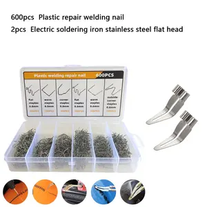 600pcs Plastic Repair Welding Nails, Stainless Steel Flat Head Solder Iron, Multi-Purpose Durable Heat Resistant, Car Bumper, Boat, Toy Repair Tools