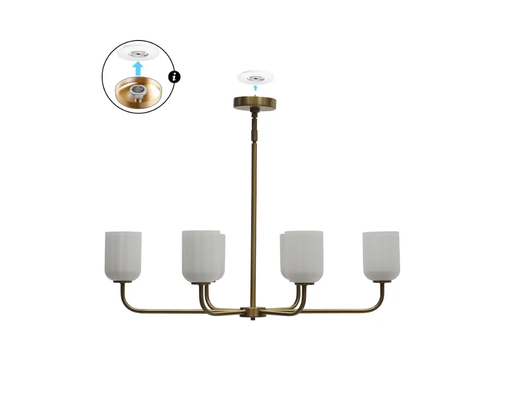 SkyPlug Plug & Play Parkmont 6-Light Chandelier in Transitional & Modern Style 55 Inches Tall 34 Inches Wide Matte Black Lacquered Brass Brushed Nickel Finish