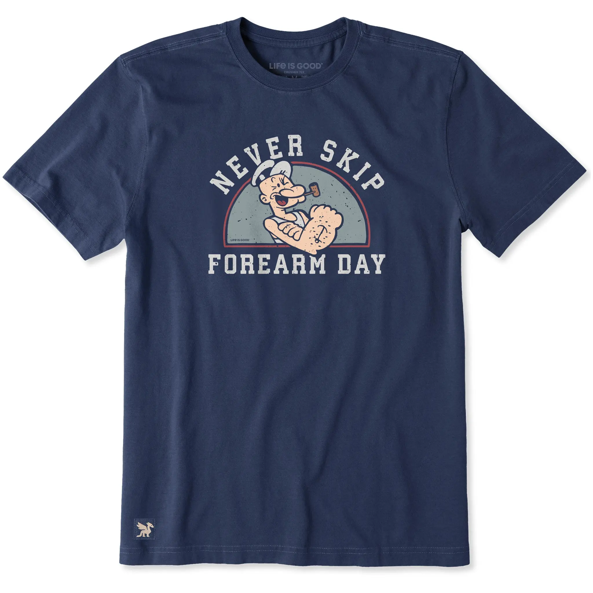 Men's Never Skip Forearm Day Popeye Short Sleeve Crusher Tee