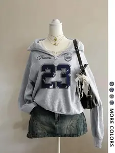 Women's Light Fitted Casual Pullover Hoodie Sweater, Fall & Winter Fashion, Moderate Fabric, Versatile Daily Wear, Commuting, Student Style