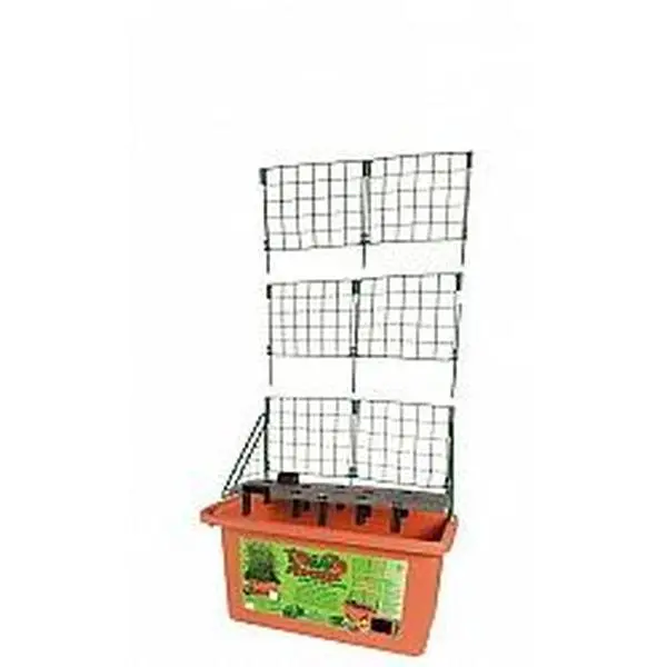 Hydrofarm GCTR Tomato Trellis Plant Stand - 10 gal Capacity, 2 Side Support Brackets, 3 Risers, 25x11x9 in & 29.92x13.78x13.78 in, Trellis Planter Box, Self-Watering, Supports Vines, Delivers Water and Nutrients From Below