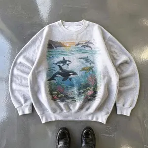 Orcas Sunset Sea Scene Vintage 90s Sweatshirt