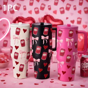 1 Pc 40oz Insulated Mug, Double Wall Vacuum Cup, Leak-Proof Skinny Thermal Mug for Hot Cold Drinks, Keeps Hot 12 Hours Cold 24 Hours, Love Soda Style Gift for Women Men, Holiday Birthday Festival Daily Use, Insulated Tumbler, Leakproof Tumbler