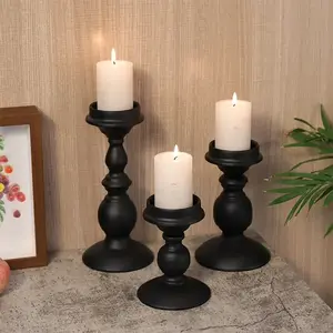 Nordic Style Black Painted Iron Candle Holder