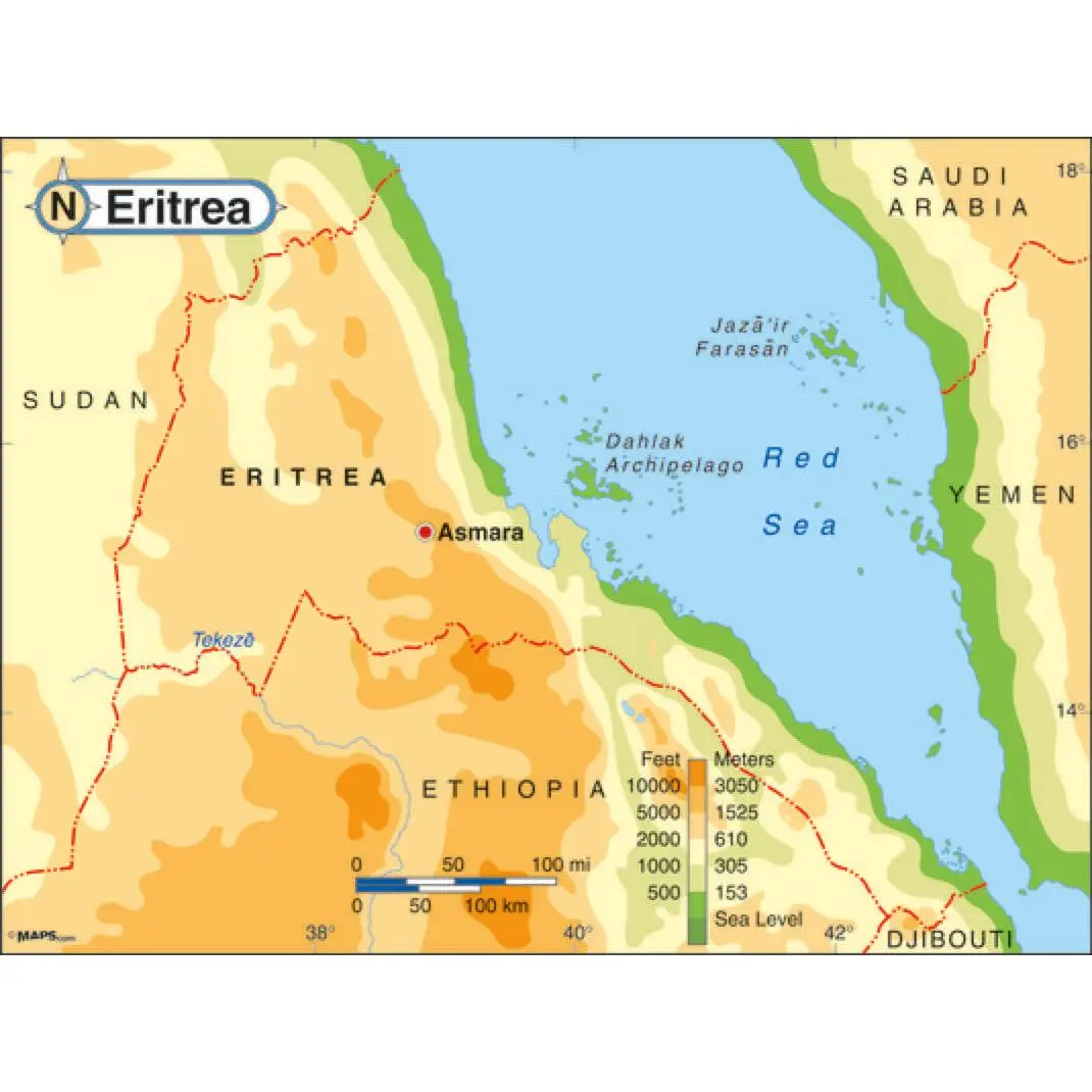 Eritrea Wall Map by Maps.com