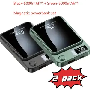 5000mAh Magnetic Wireless Mobile Power Bank Set, Wireless Battery Pack, Portable 22.5W/PD20W for iPhone 15 Pro Max/14 Pro/13/12/Android Phone