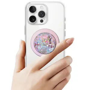 Pink Disco Ball Mirror Ball Magnetic Pop Socket Phone Grip MagSafe Phone Grip Cute Love Phone Holder Magnetic Phone Grip Popsocket
