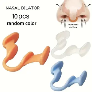 Silicone Anti-Snoring Nose Clip Set, 10 Pieces, Comfortable Professional Snore Prevention Device, Suitable for Adults Head Circumference 22.05-23.62 Inches