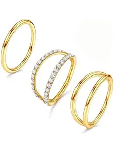 3PCS 16G Stainless Steel Nose Rings Hoop for Women Septum Clicker Nose RingsCZ Hinged Segment Septum Lip Nose Rings Helix Cartilage Daith Tragus Earrings Body Piercing Jewelry