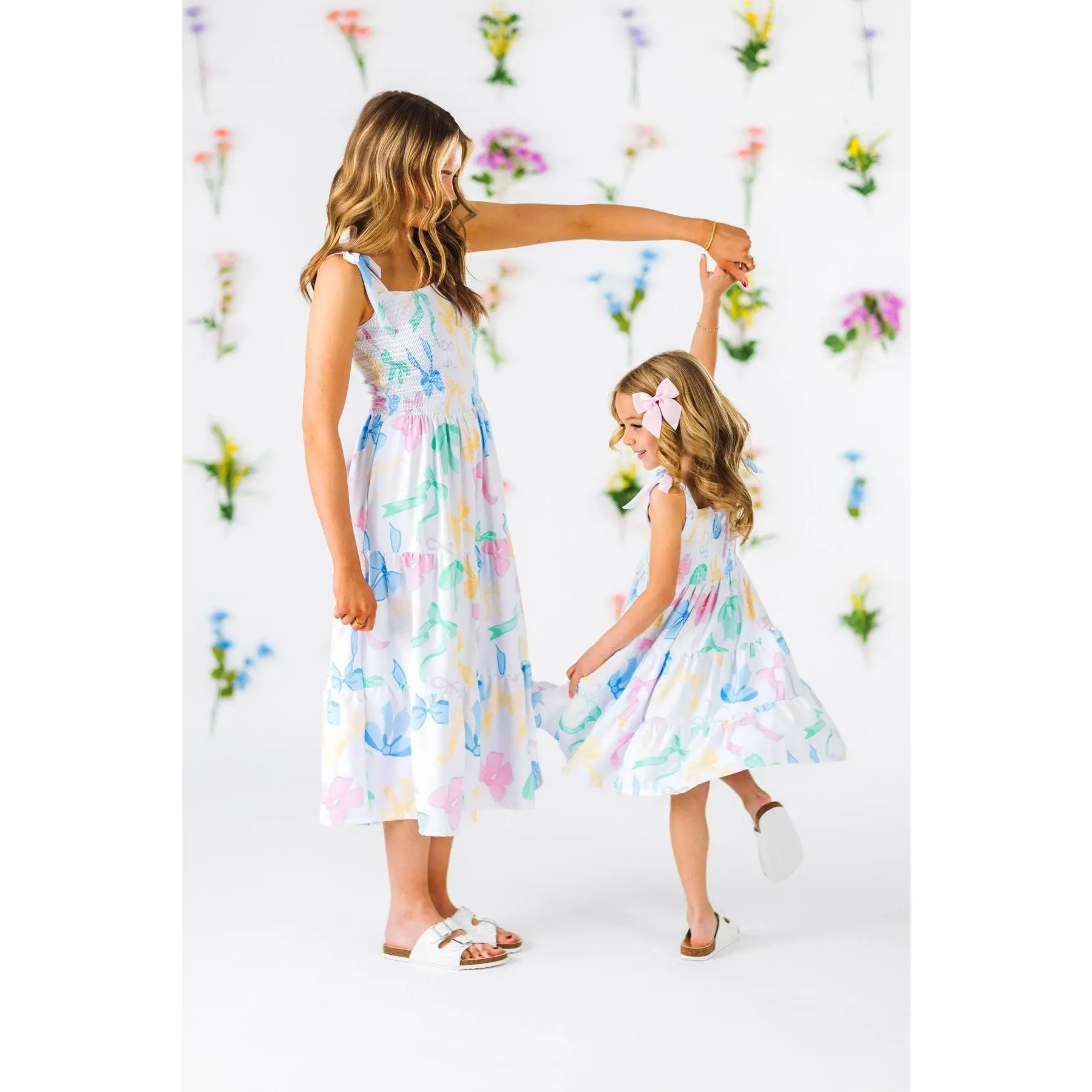 Mom & Me - Pastel Bows Ruffle Dress Mom & Me - Pastel Bows Ruffle Dress