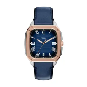 Fossil Men's Crosby Three-Hand Navy Leather Watch