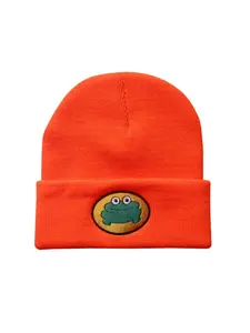 Cartoon Frog Embroidered Knit Hat, Unisex Warm Beanie for Students, Cute and Funny Design, Perfect for Cold Weather