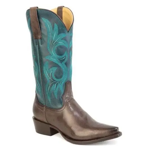 Women's Stetson Cherry Leather Boots Handcrafted Chocolate