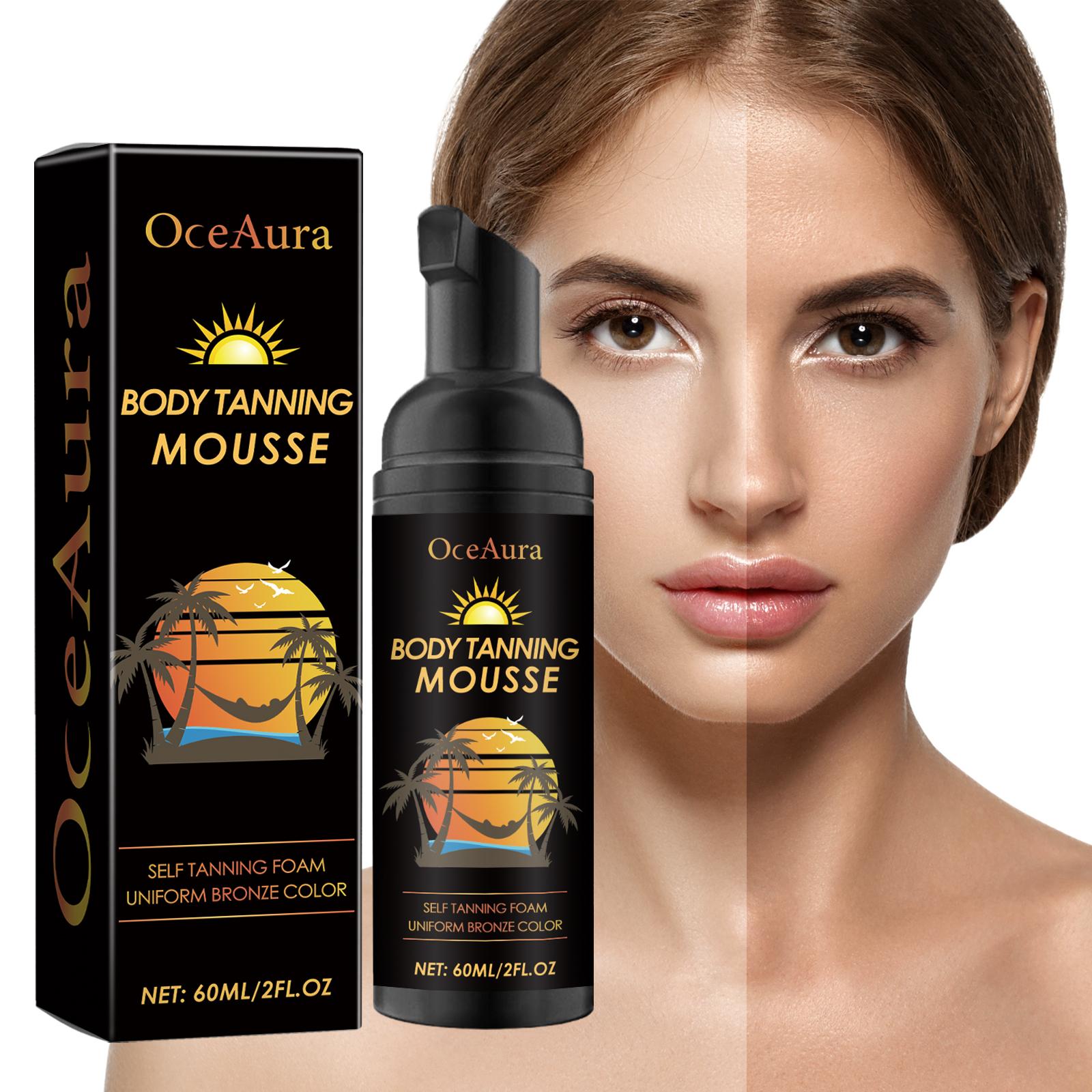 OCEAURA Body Tanning Mousse, Sunless Tanner for Natural Bronze Glow, Plant-Based Sunflower & Calendula, Hydrating Lightweight Formula, Effortless Streak-Free Application for All Skin Intensive Gel tan shower oil spray sunscreen Self-Tanning Venetian
