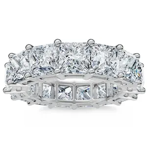 8Ct Princess Cut Diamond Eternity Ring 14k Gold Lab Grown 4.5mm Wide