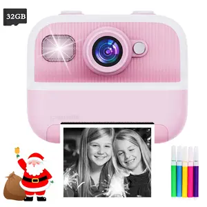 Instant Print Camera Toy, Digital Camera, 2.4-Inch Dual Camera Kids Camera, 1080P Video, Christmas Birthday Gift for Children Ages 3-12, Includes 32GB Card