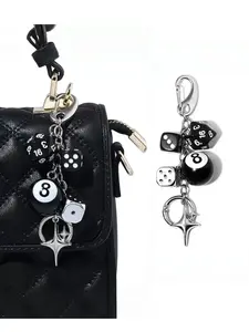 Y2K Retro 8 Ball Dice Keychain, Star Charm Metal Bag Pendant, Lucky Amulet Street Style Accessory Gift for Him or Her