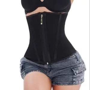 Women Waist Trainer Fajas Colombiana  Cincher Mesh Breathable Corset Steel Boned Shapewear with Zipper