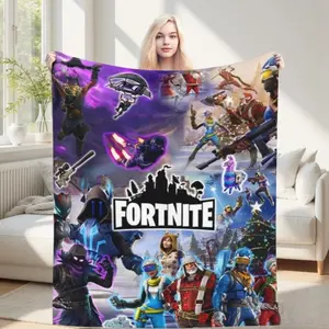 Fortnite anime-inspired printed plush blanket, ultra-soft and lightweight, suitable for sofa, bedroom, office, and travel use, all year round. Thin Blanket Dream Workshop