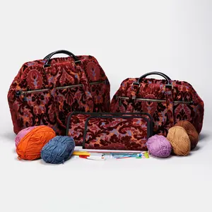 Burnout Velvet Wine Knitting Project Bag