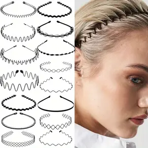 15 Pack Adjustable Headbands Metal Non-slip Hair Hoop Invisible Compression Headband for Men and Women Beauty & Personal Care