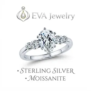 [EVA Jewelry] Pear Cut 3CT 925 Sterling Silver Synthetic Moissanite Ring
