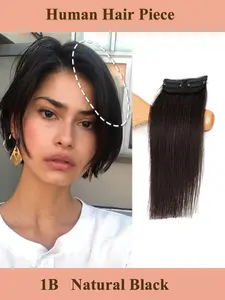 One Piece Human Hair Clip-In Extensions, 4-8 Inch 10-30cm One-Piece Cardigan Hair Hairpiece, Dye-Infused Highlight effect