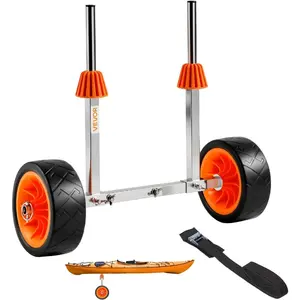 VEVOR 250 lbs Kayak Cart, Canoe Cart Dolly with 7.5 - inch Solid Rubber Tires Kickstand, Assembles Disassembles Within Seconds, Paddle Board Trolley for Kayaks, Canoes, Paddleboards